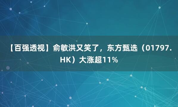 【百强透视】俞敏洪又笑了，东方甄选（01797.HK）大涨超11%